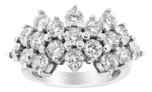 14K White Gold 4.0 Cttw Diamond Multi Row Scatter Band Ring - Size 7
