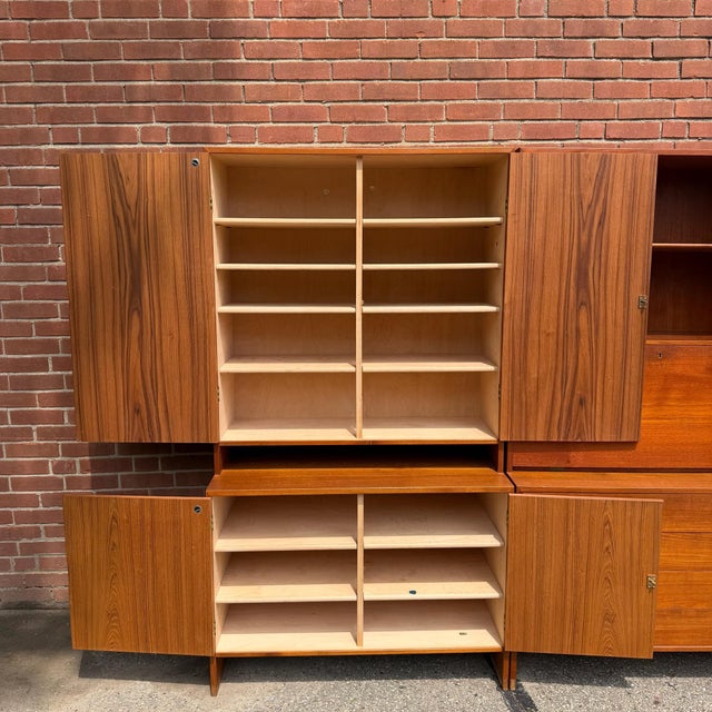 Ry Mobler Three-Bay Teak Wall Unit by Hans J. Wegner for Ry Møbler, Denmark Danish Mid Century Modern For Sale - Image 4 of 12