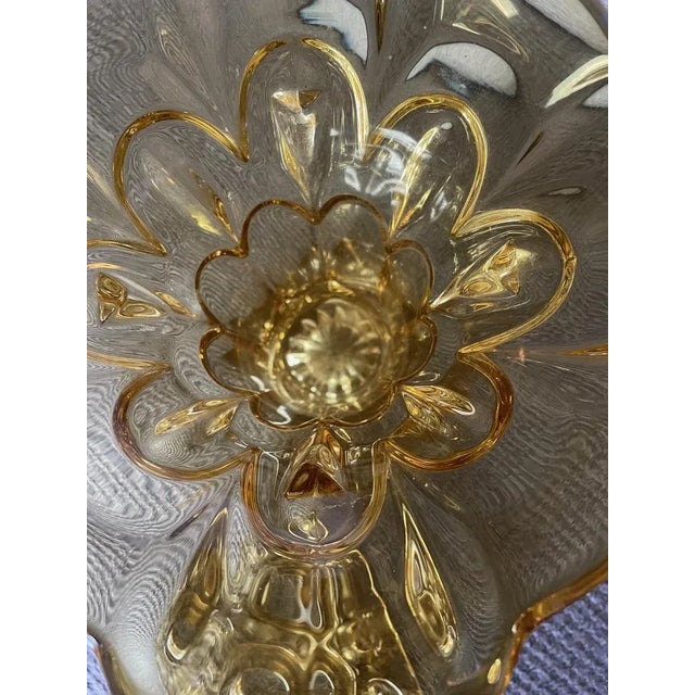 1930s Yellow Glass Luxval Flower Serving Plate, 1930s For Sale - Image 5 of 7