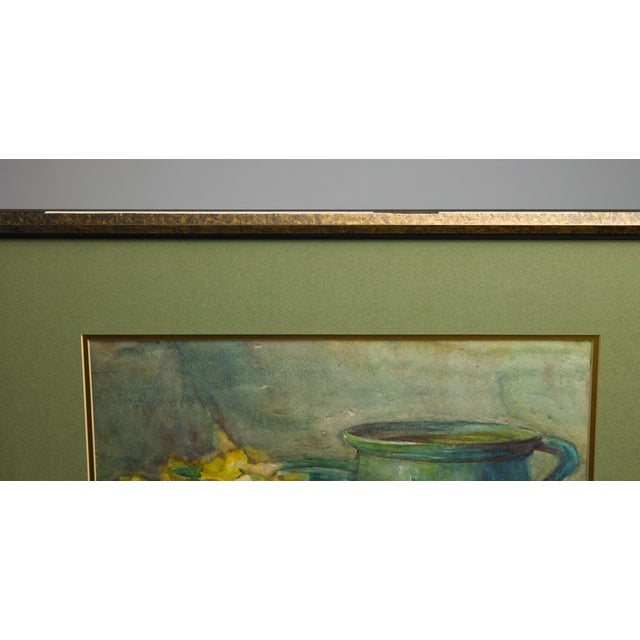 Anna S. Fisher Antique Watercolor Still Life, Yellow Daffodils, Signed For Sale - Image 4 of 7