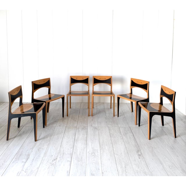 Very rare set of 6 chairs mod. Damasco, designed by Afra and Tobia Scarpa in the 70s, produced by Max Alto. The precious...