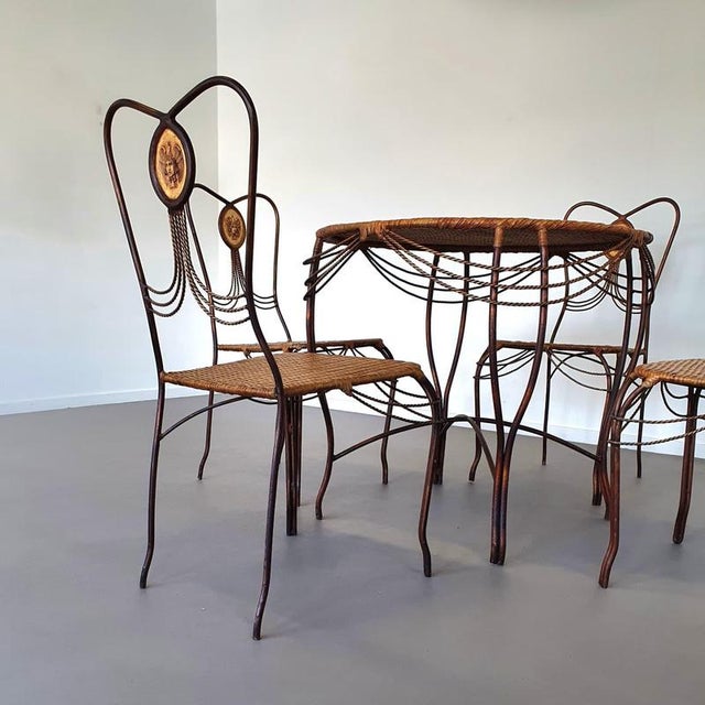 Medaillon garden set wrought iron italy, 1970