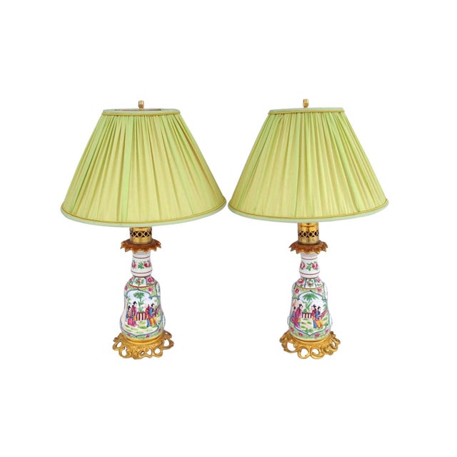 Vintage Canton Style Bayeux Porcelain Lamps, Set of 2 For Sale - Image 6 of 7