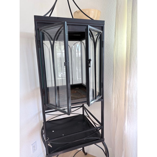 Late 19th Century Late 19th Century Tall Gothic Cathedral-Style Iron & Glass Terrarium Vitrine on Stand For Sale - Image 5 of 11