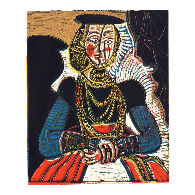 1962 Pablo Picasso Linocut Engraving "Portrait of a Lady" For Sale