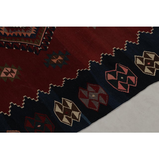 Red Vintage Tribal Kilim Rug in Red and Blue With Colorful Tribal Patterns For Sale - Image 8 of 10