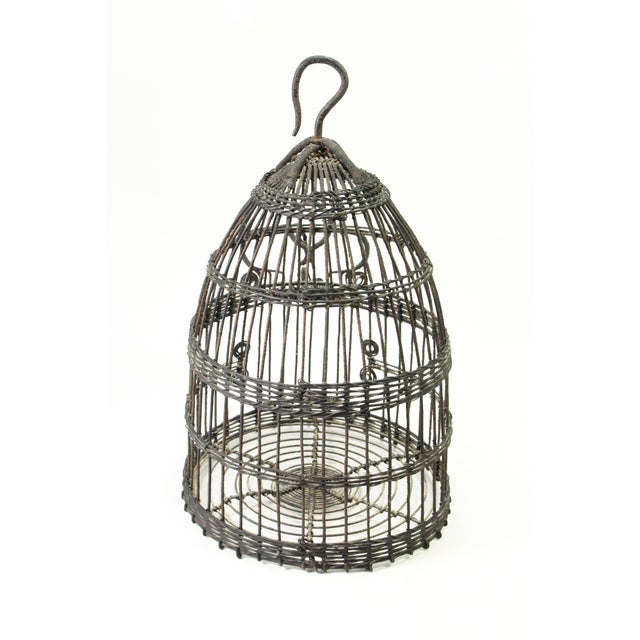 19th C. Victorian Round Beehive Shaped Wire Bird Cage For Sale - Image 4 of 14