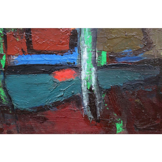 Red Aleksandr Rodin, Landscape by the River, Oil on Cardboard, 1970s For Sale - Image 8 of 9