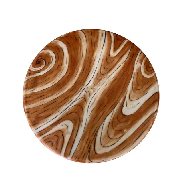 Wood Mid 20th Century Chinese Ceramic Faux Bois Canister / Covered Jar on Wood Stand For Sale - Image 7 of 12