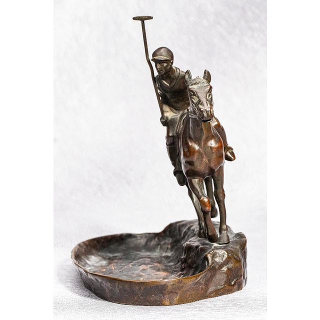 Antique Austrian Bronze Horse Polo Player Statue Sculpture Catchall Equestrian Desk Jewelry Dresser Home Decor For Sale - Image 12 of 17