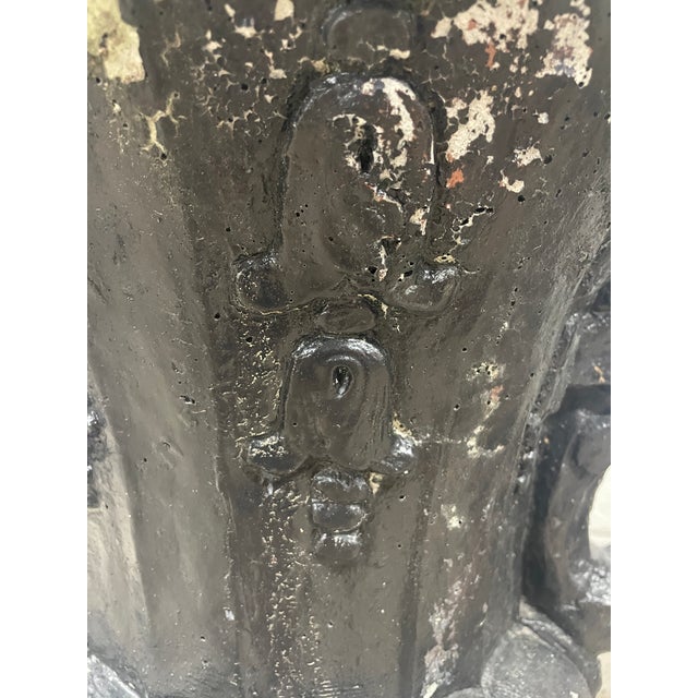 Black Pair of Large 31" Mid-Century Cast Stone Campana Garden Urns - Asheville Estate Rescue For Sale - Image 8 of 12