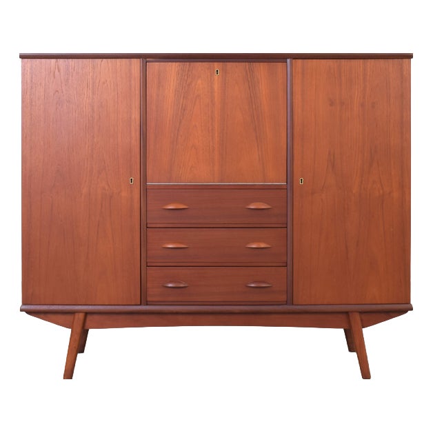 Mid-Century Danish Teak Highboard, 1960s For Sale