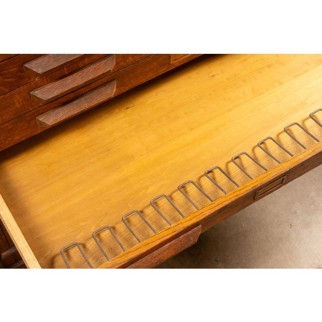 Large Antique Tiger Oak Flat File For Sale - Image 9 of 12