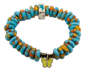 Yellow Butterfly & Protection Symbol Bead Colorful Summer Beaded Bracelet