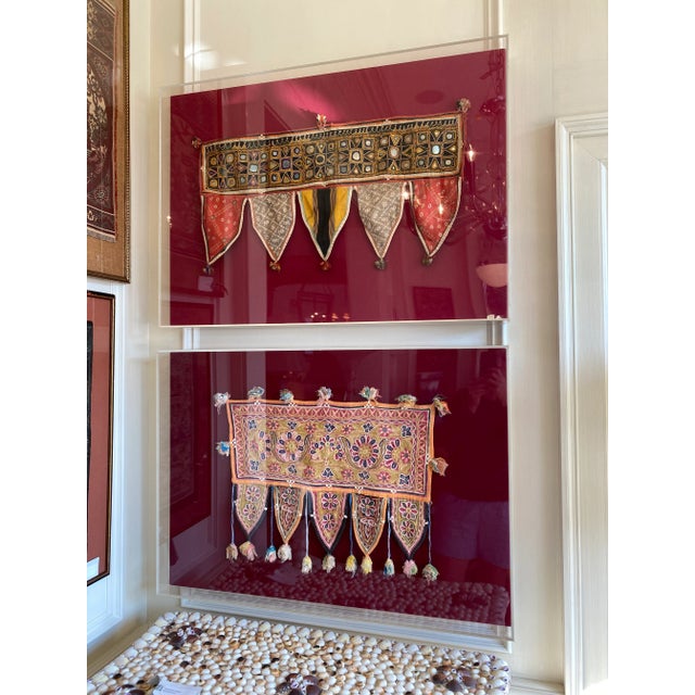 Greg Copeland Greg Copeland Textiles Framed in Lucite - a Pair For Sale - Image 4 of 10