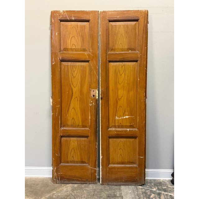 Baroque Two Pair of Antique Italian Hand Painted Double Wing Doors For Sale - Image 3 of 5