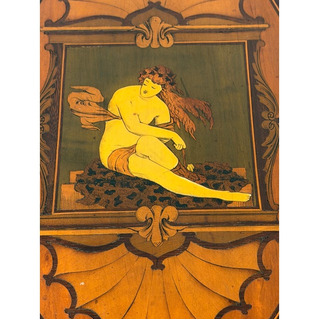 Pair 19th C. English Aesthetic Movement /Pre-Raphaelite Marquetry Muse Plaques For Sale - Image 4 of 17
