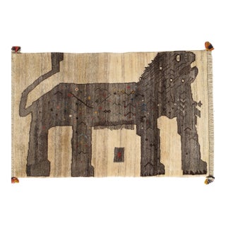 Vintage Hand-Knotted Persian Gabbeh Rug 2'9" X 4'3" For Sale