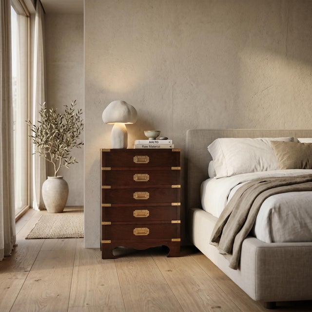 Brown Mid-Century British Campaign Style Chest of Drawers For Sale - Image 8 of 10