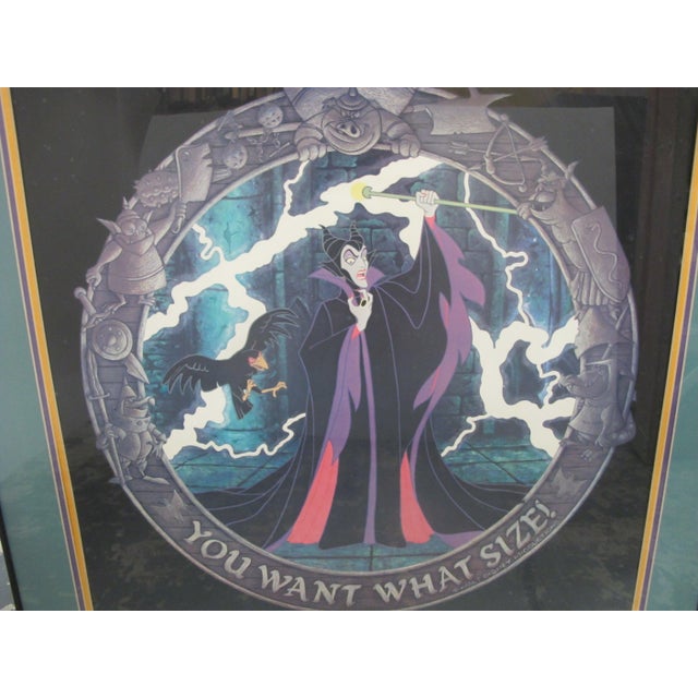 One of a kind framed Walt Disney print of Disney villainous, Maleficent from Sleeping Beauty. surrounded by lightning...