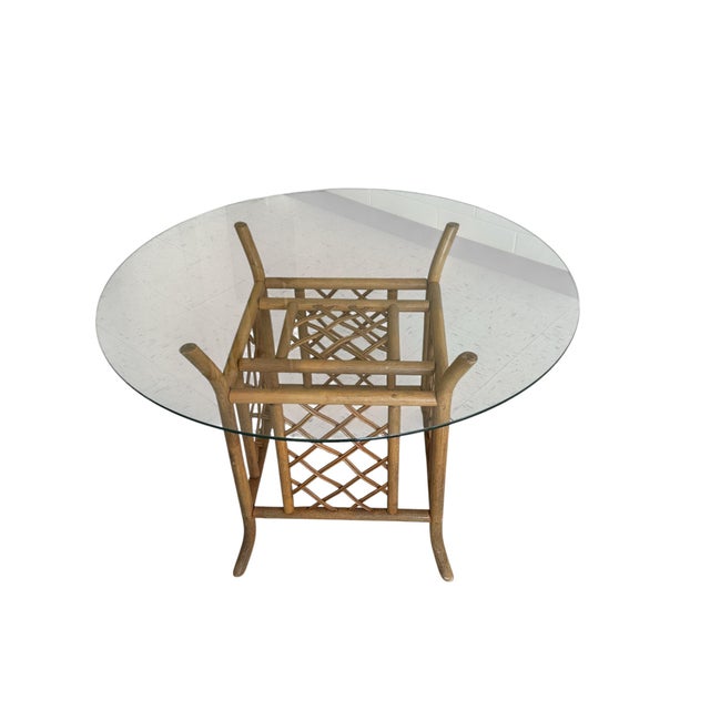 Mid 20th Century Rattan Latticed Dining Set With Glass Top Table For Sale - Image 15 of 16