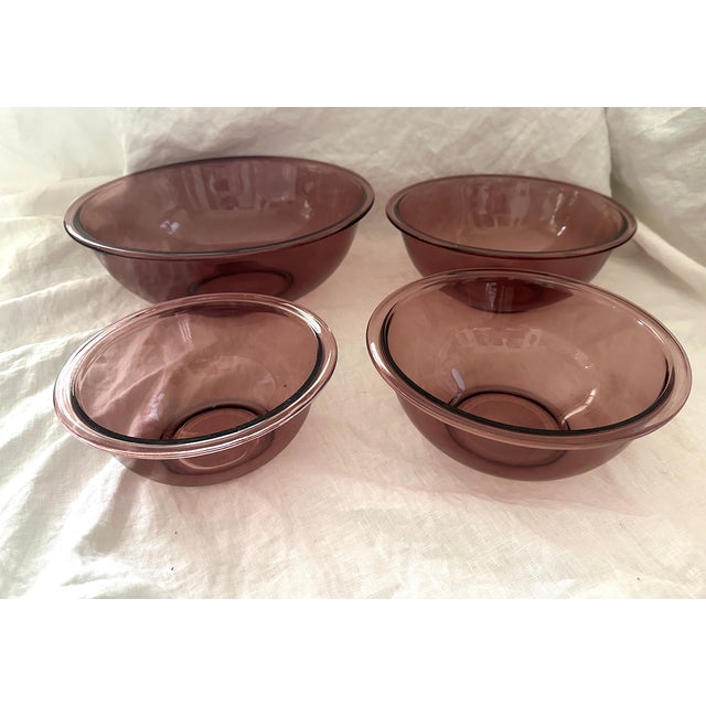 1990s 1990s American Cranberry Pyrex Mixing Bowls - Set of 4 For Sale - Image 5 of 6