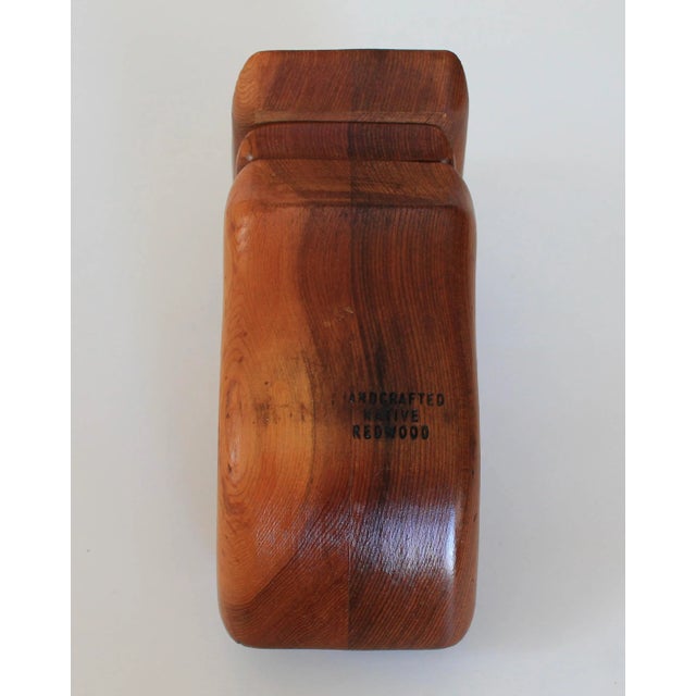 Brown Carved Redwood Fish Puzzle Box For Sale - Image 8 of 9