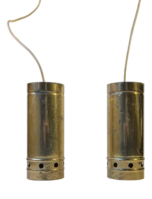 Scandinavian Modern Cylindrical Brass Pendants Lamps, 1970s, Set of 2, Set of 2