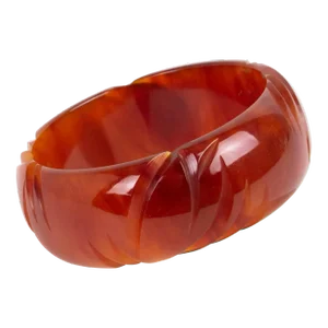 Bakelite Carved Bracelet Bangle Caramel Amber Marble
