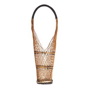 Vintage Japanese Tall Ikebana Basket, Bamboo & Black Accents, Suruga Sensuji Style