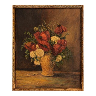Early 20th Century Floral Still Life Oil Painting in Gilt Frame For Sale