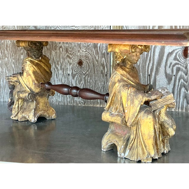 Vintage Boho Carved Angel Coffee Table For Sale - Image 4 of 12