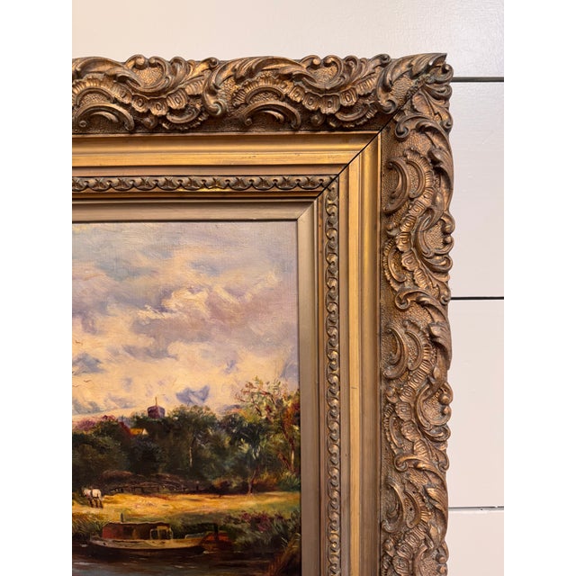 Early 20th Century Oil on Canvas "Over the River" For Sale - Image 4 of 10