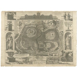 Jerusalem and Temple Imaginary Map by Blome, 1689 For Sale