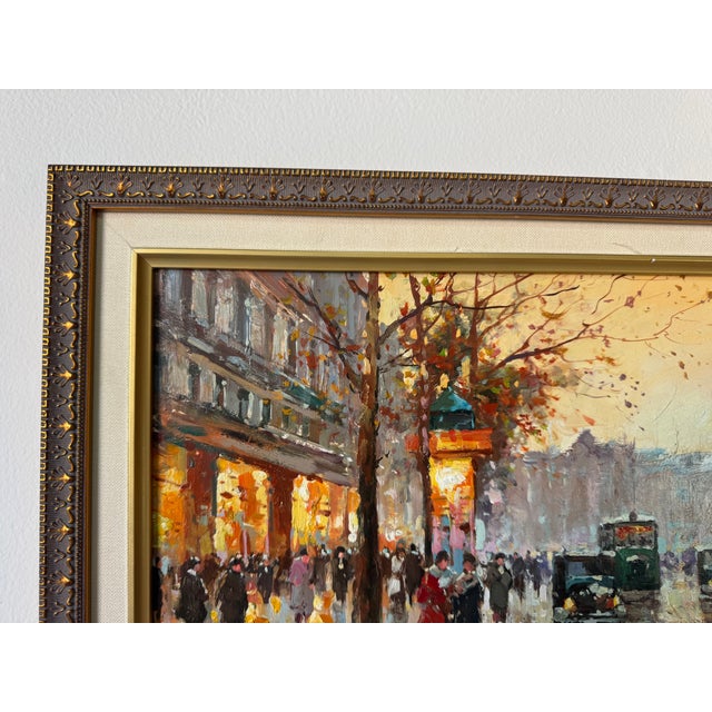 1980s Vintage Parisian Street Scene Oil on Plywood – Framed For Sale - Image 5 of 12