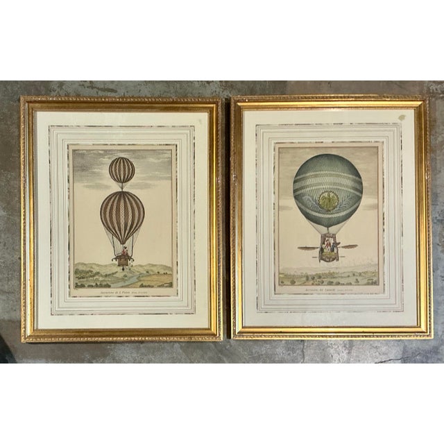 Vintage Framed Hot Air Balloon Prints - Pair For Sale - Image 11 of 12