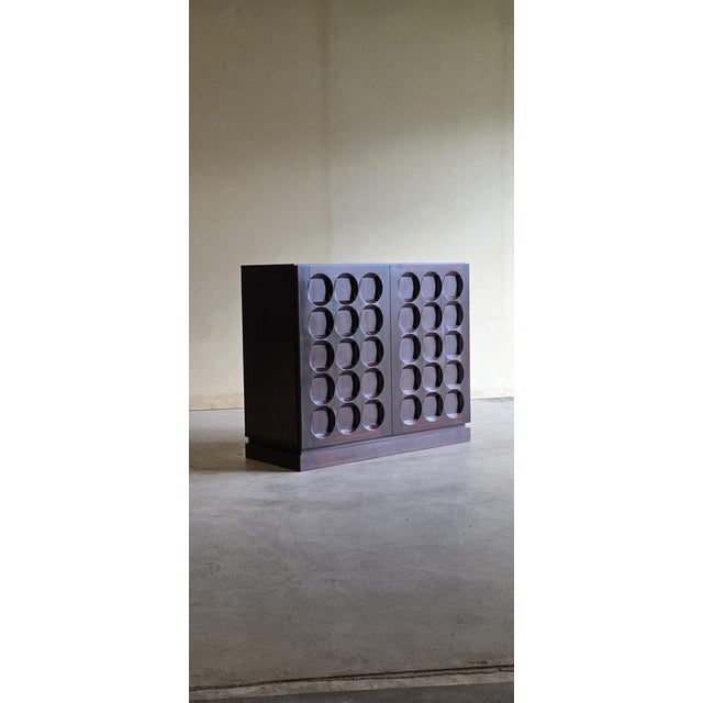 Black Vintage Brutalist Cabinet in Burgundy, 1970s For Sale - Image 8 of 11