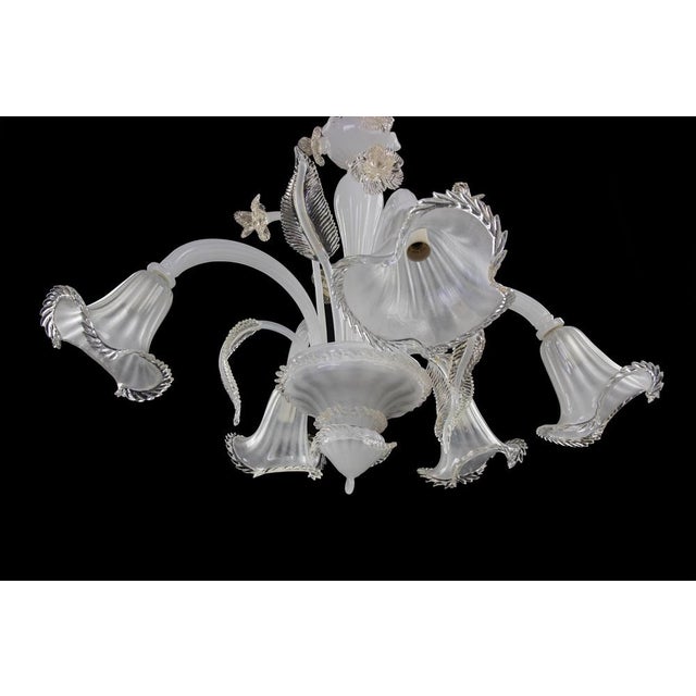 Glass Mid-Century Murano Glass 5-Light Chandelier For Sale - Image 7 of 11