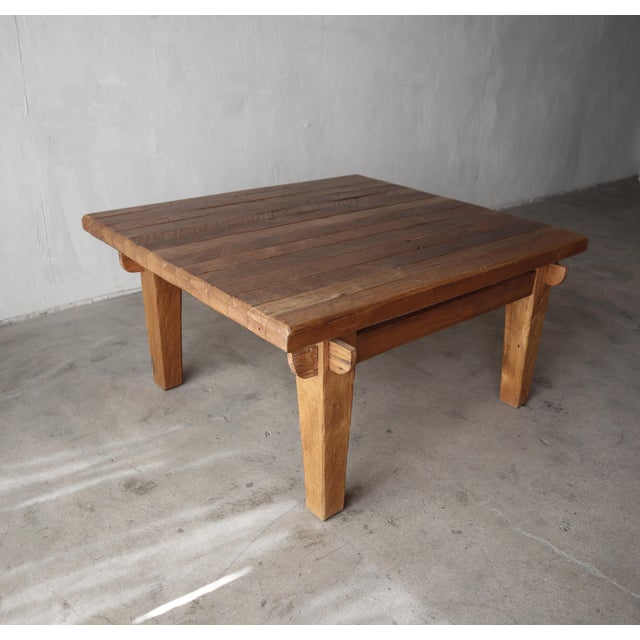 Rustic European Oak Square Coffee Table For Sale - Image 4 of 9