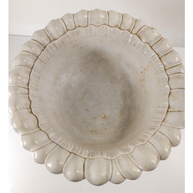 Ceramic 19th Century Off White Centerpiece Floral Bowl With Sheep For Sale - Image 7 of 12