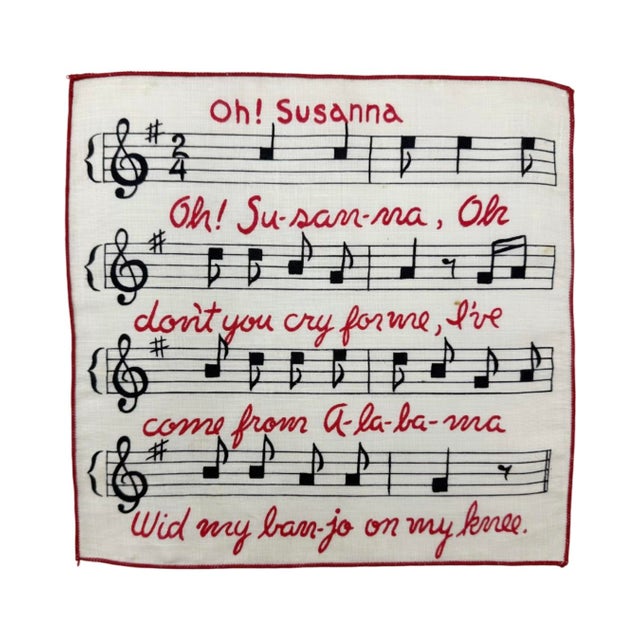 Vintage Set 4 Falflax Musical Song Linen Holiday Cocktail Napkins For Sale In Washington DC - Image 6 of 9