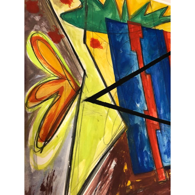 Peter StevensLarge 80s Vibrant Dynamic Drawing/Painting Memphis Milano Era, 1986 For Sale In Miami - Image 6 of 7