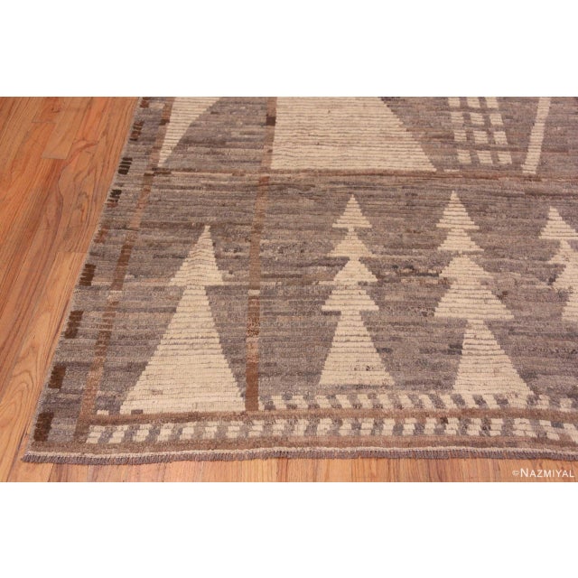 Nazmiyal Collection Earthy Neutral Grey Cream Brown Tribal Geometric Design Modern Area Rug For Sale In New York - Image 6 of 6