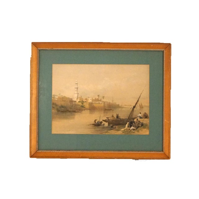 Brown Antique Print Signed by David Roberts “View Of The Nile-Ferry To Gizeh" 19thC, Framed For Sale - Image 8 of 9