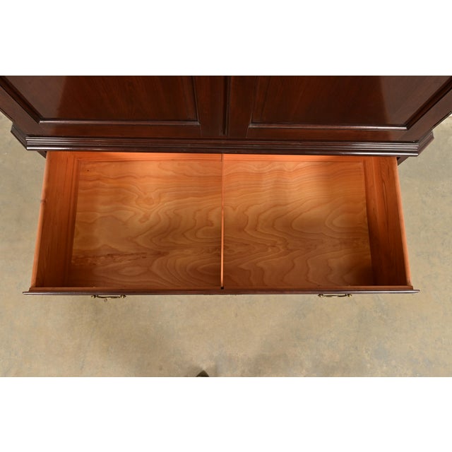 Wood Ethan Allen Georgian Solid Cherry Wood Armoire Dresser or Gentleman's Chest For Sale - Image 7 of 15