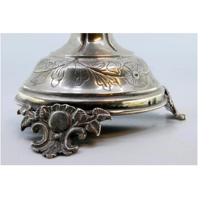 Silver Silver Candlestick with Flower For Sale - Image 8 of 11