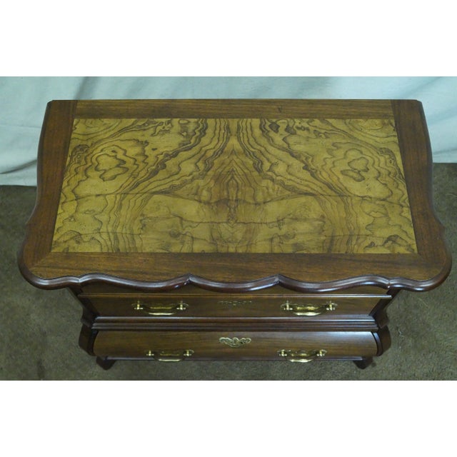 Brown Baker Furniture Burl Wood & Walnut Bombe Chest For Sale - Image 8 of 10