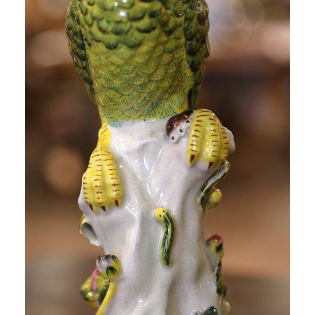 Mid-Century Chinese Export Porcelain Parrot Candlesticks on Gilt Bronze Bases For Sale In Dallas - Image 6 of 10