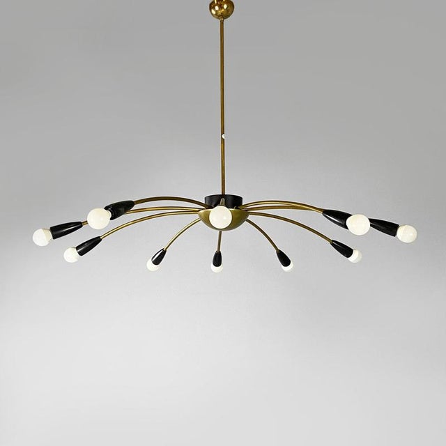 Mid-Century Italian Modern Ten Lights Brass Sputnik Chandelier, 1950s For Sale - Image 15 of 17
