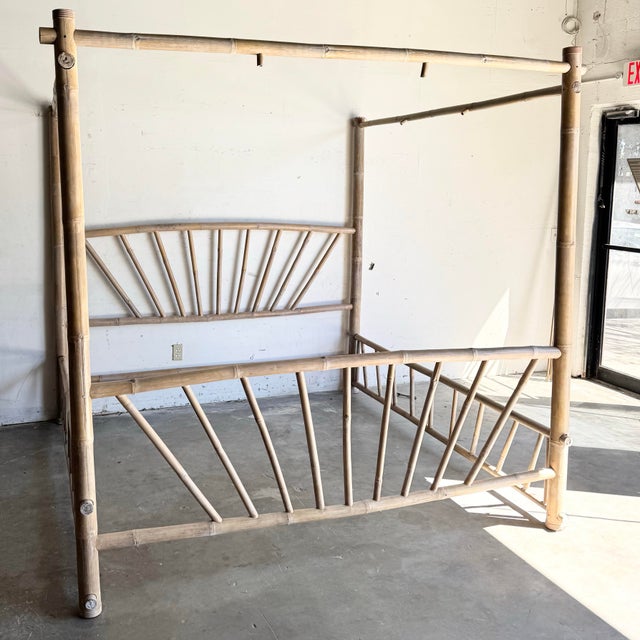 A beautifully crafted vintage bamboo canopy bed that embodies the relaxed elegance of boho and coastal design. Constructed...